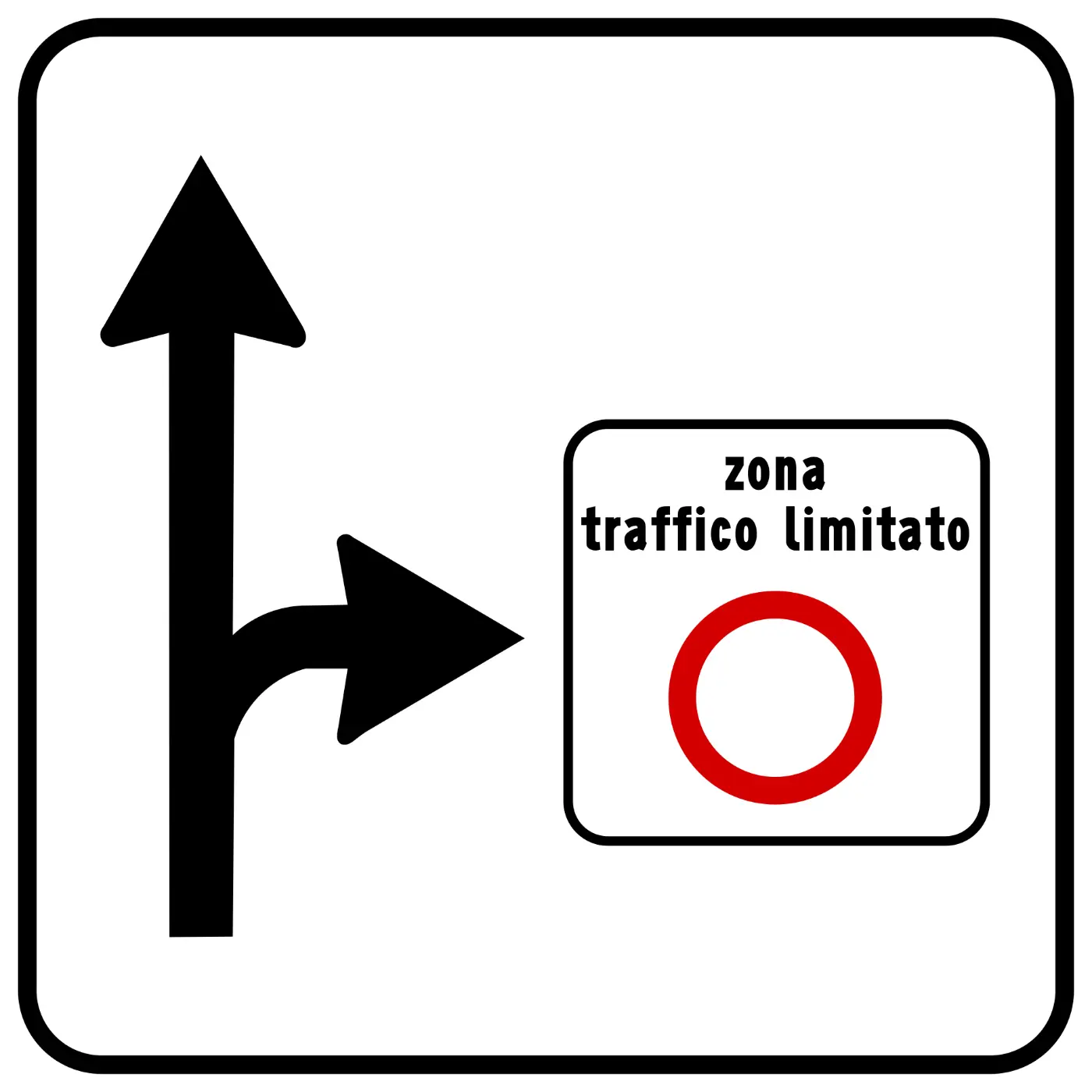 Italian advance road sign indicating a limited traffic zone